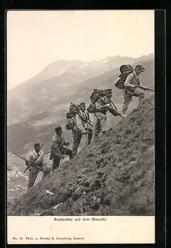 AK Beobachter der Schweizer Armee auf dem Marsche