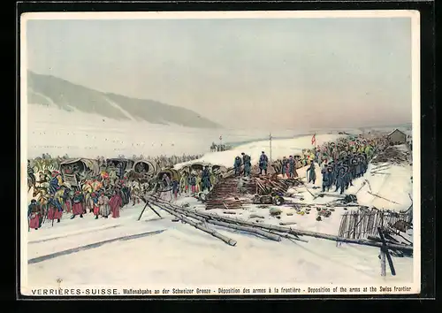 AK Waffenabgabe an der Schweizer Grenze im Winter