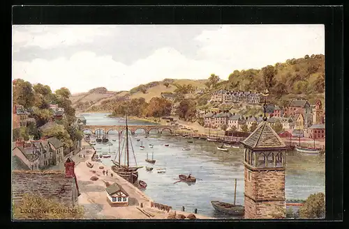 Künstler-AK A. R. Quinton: Looe, River & Bridge