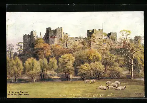 Künstler-AK A. R. Quinton: Ludlow Castle from the Meadows