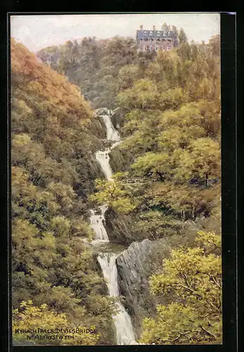 Künstler-AK A. R. Quinton: Mynach Falls, Devil`s Bridge nr. Aberystwyth