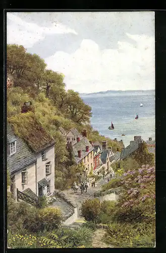 Künstler-AK A. R. Quinton: Clovelly from above