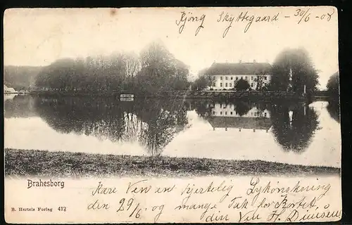 AK Brahesborg, Blick übers Wasser auf das Herrenhaus