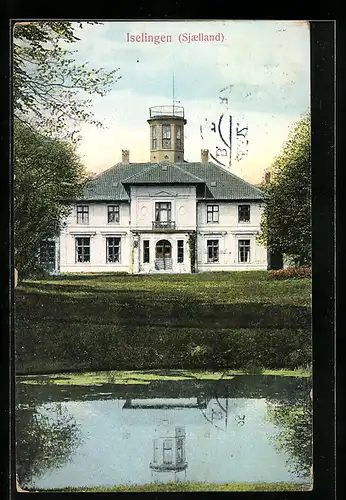 AK Iselingen /Sjaelland, Herrenhaus mit Turm vom Garten betrachtet