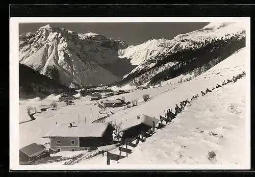 AK Obernberg am Brenner, Ortspartie im Schnee