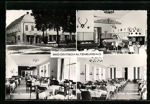 AK Bad Deutsch-Altenburg /N.-Ö., Altes Kurhaus, Innenansichten Bauernstüberl und kleiner Speisesaal