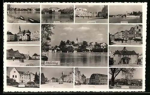 AK Schärding, Kurhaus, Linzer-Tor & Stadtplatz