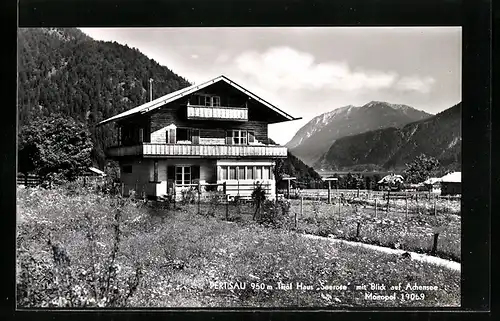 AK Pertisau, Pension Haus Seerose mit Blick auf Achensee