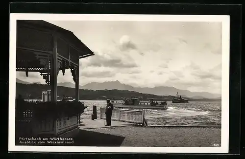 AK Pörtschach am Wörthersee, Ausblick vom Werzerstrand
