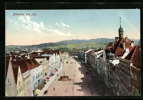 AK Braunau a. Inn, Hauptplatz aus der Vogelschau