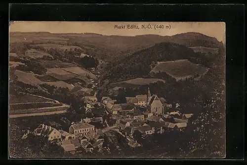 AK Markt Edlitz, Ortsansicht aus der Vogelschau
