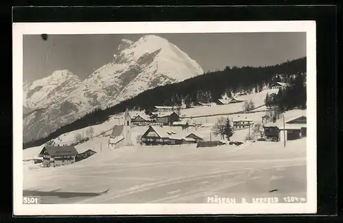 AK Mösern, Ortsansicht im Winter