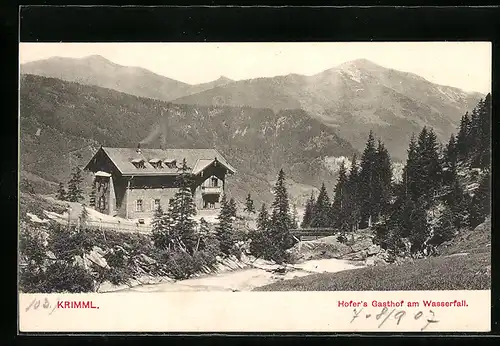AK Krimml, Hofer`s Gasthof am Wasserfall