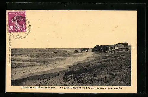 AK Sion-sur-l`Océan, La petite Plage et ses Chalets par une grande marée