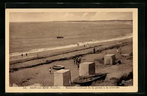 AK Sion-sur-Mer, Bateaux rentrant de la peche à la crevette