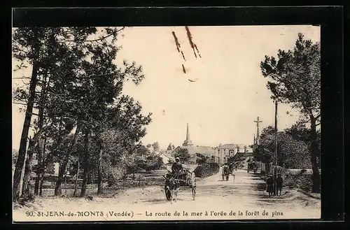 AK Saint-Jean-de-Monts, la route de la mer á l'orée de la forêt de pins