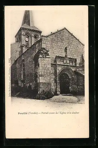AK Pouillé, Portail ouest de l`Eglise et le clocher