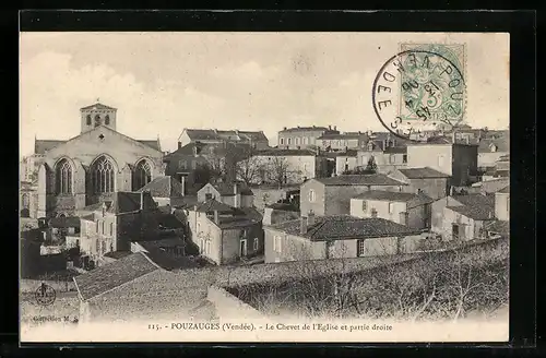 AK Pouzages, Le Chevet de l`Eglise et partie droite