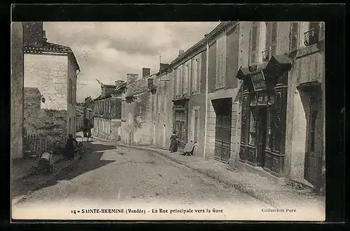 AK Sainte-Hermine, La Rue principale vers la Gare