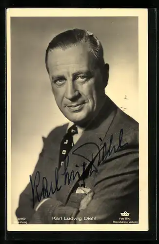 AK Schauspieler Karl Ludwig Diehl im Portrait, mit original Autograph