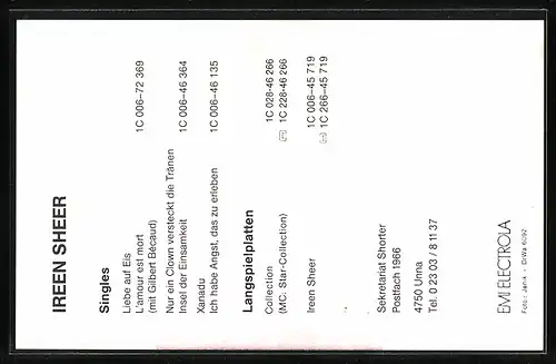 AK Musikerin Ireen Sheer im rosa Top, Autograph