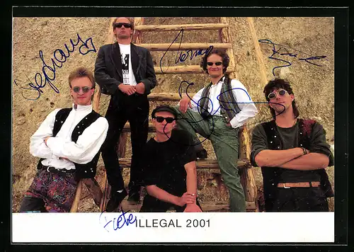 AK Musikergruppe Illegal mit Sonnenbrillen, Autographen