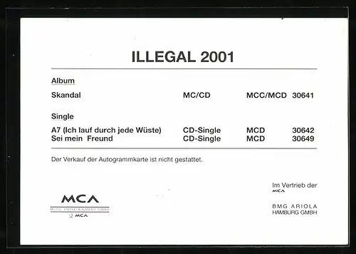 AK Musikergruppe Illegal mit Sonnenbrillen, Autographen