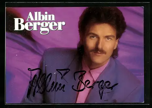 AK Musiker Albin Berger im Anzug, Autograph