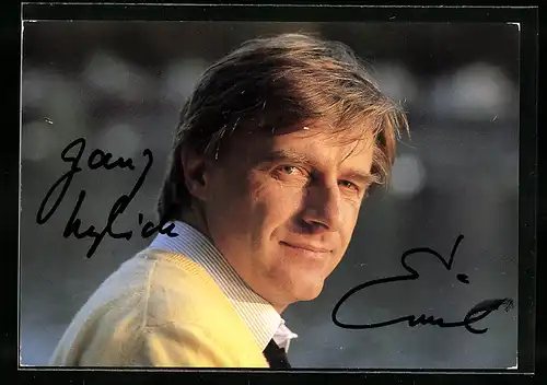 AK Musiker Emil Steinberger im gelben Pullover, Autograph