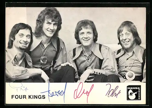 AK Musikergruppe Four Kings mit Medaillen, Autograph