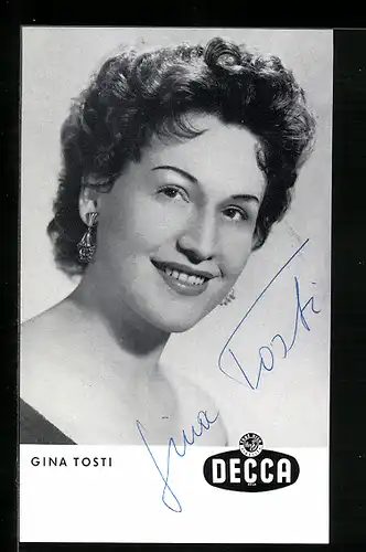 AK Musikerin Gina Tosti mit Ohrringen, Autograph
