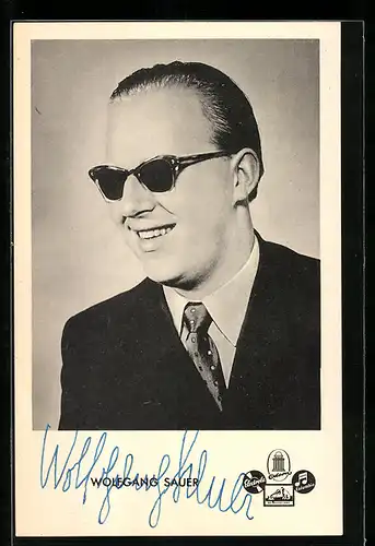 AK Musiker Wolfgang Sauer mit Sonnenbrille, Autograph