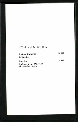 AK Musiker Lou van Burg, Autograph