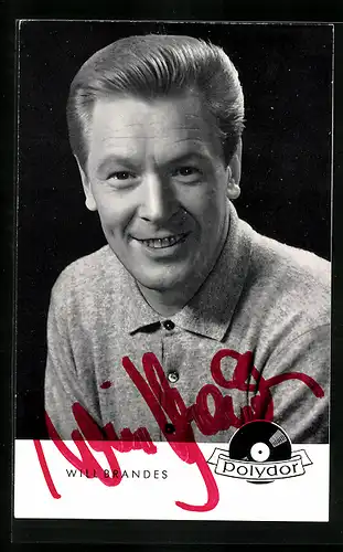 AK Musiker Will Brandes lächelt in die Kamera, Autograph