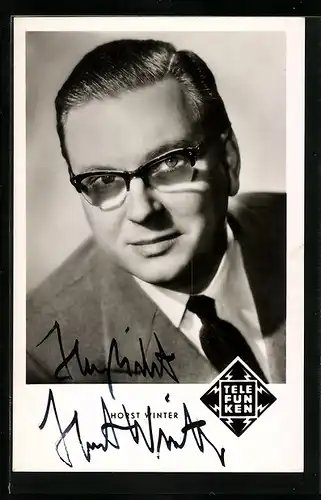 AK Musiker Horst Winter mit Brille, Autograph