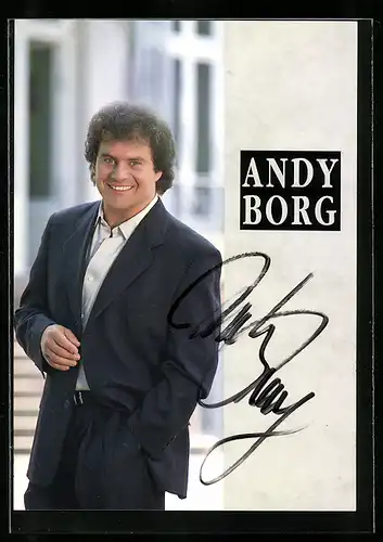 AK Andy Borg mit original Autograph, der Musiker im Anzug