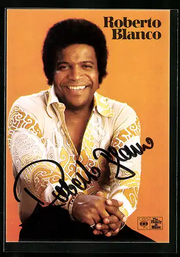 AK Roberto Blanco, original Autograph des Musikers