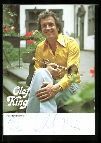 AK Olaf King, mit original Autograph des Musikers