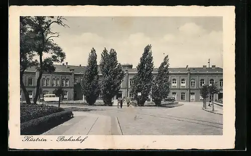 AK Cuestrin / Kostrzyn, Blick auf den Bahnhof