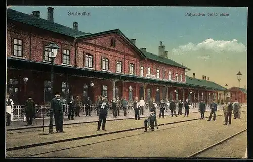 AK Szabadka, Pályaudvar belsö része, Bahnhof