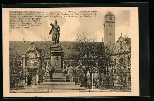 AK Augsburg, vor dem Friedensdenkmal