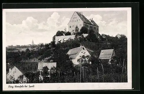 AK Spalt, Blick hinauf zu Burg Wernfels