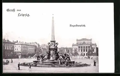 AK Leipzig, Denkmal auf dem Augustusplatz