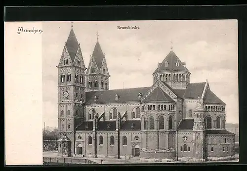 AK München, Blick auf die Bennokirche