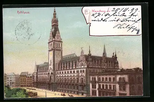 AK Hamburg, Blick auf das Rathaus