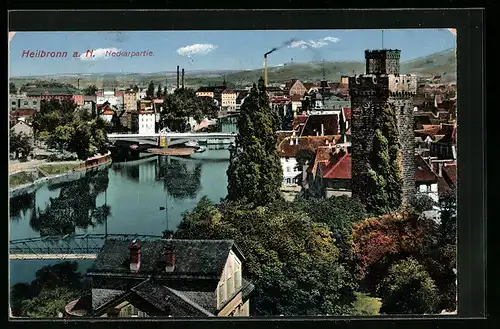 AK Heilbronn a. N., Neckarpartie mit Blick über die Stadt