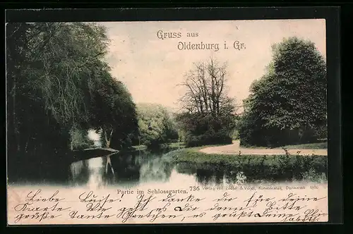 AK Oldenburg i. Gr., Partie im Schlossgarten