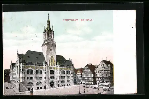 AK Stuttgart, Blick auf das Rathaus