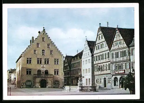 AK Bad Mergentheim, Marktplatz mit Rathaus