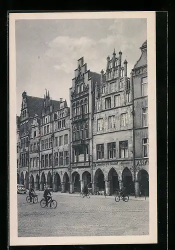 AK Münster i. Westf., alte Giebelhäuser am Prinzipalmarkt